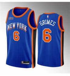 Men New Yok Knicks 6 Quentin Grimes Blue 2023 24 City Edition Stitched Basketball Jersey