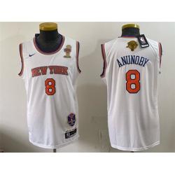Men New Yok Knicks  8 OG Anunoby White 2026 Finals Champions Patch Stitched Jersey