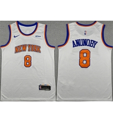 Men New Yok Knicks  8 OG Anunoby White Association Edition Stitched Basketball Jersey