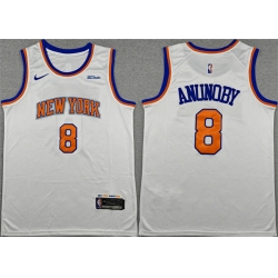 Men New Yok Knicks  8 OG Anunoby White Association Edition Stitched Basketball Jersey