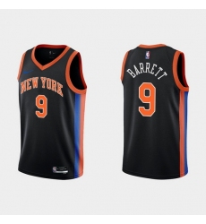 Men New Yok Knicks 9 RJ Barrett 2022 23 Black City Edition Stitched Basketball Jersey