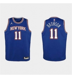 Men New York Knicks 2021 22 Jalen Brunson City Edition Blue Jersey