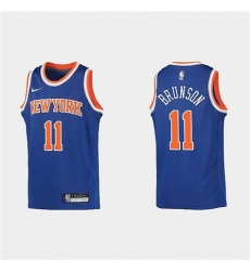 Men New York Knicks 2021 22 Jalen Brunson City Edition Blue NBA Jersey