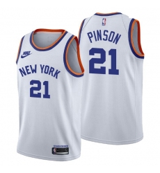 Men New York Knicks 21 Theo Pinson Men Nike Releases Classic Edition NBA 75th Anniversary Jersey White