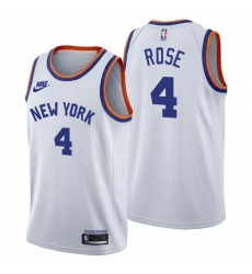 Men New York Knicks 4 Derrick Rose Men Nike Releases Classic Edition NBA 75th Anniversary Jersey White