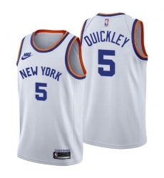 Men New York Knicks 5 Immanuel Quickley Men Nike Releases Classic Edition NBA 75th Anniversary Jersey White