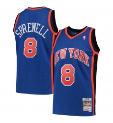 Men New York Knicks #8 Latrell Sprewell Blue Mitchell Ness Jersey