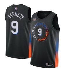 Men New York Knicks R J Barrett 9 Black 2021 City Edition NBA Jersey