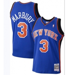 Men New York Knicks Stephon Marbury #6 Mitchell Ness Blue Stitched NBA Jersey
