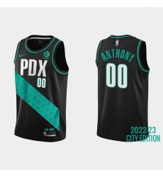 Men Portland Trail Portland Blazers 00 Carmelo Anthony 2022 23 Black City Edition Stitched Basketball Jersey