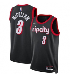 Men Portland Trail Portland Blazers 3 C J  McCollum 2021 22 Black City Edition 75th Anniversary Stitched Basketball Jersey