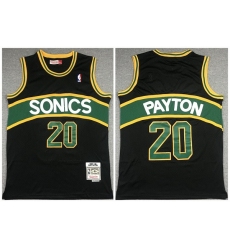 Men Seattle Supersonic 20 Gary Payton Black 1994 95 Throwback SuperSonics Stitched