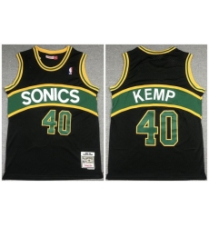 Men Seattle Supersonic 40 Shawn Kemp Black 1994 95 Throwback SuperSonics Stitched Jersey