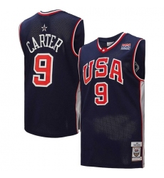 Men USA Basketball 9 Vince Carter 2000 Navy Throwback Stitched Jersey