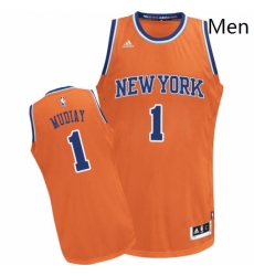 Mens Adidas New York Knicks 1 Emmanuel Mudiay Swingman Orange Alternate NBA Jersey 