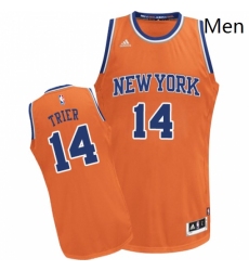 Mens Adidas New York Knicks 14 Allonzo Trier Swingman Orange Alternate NBA Jersey 