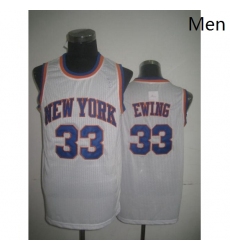 Mens Adidas New York Knicks 33 Patrick Ewing Swingman White Throwback NBA Jersey