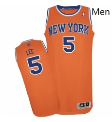 Mens Adidas New York Knicks 5 Courtney Lee Authentic Orange Alternate NBA Jersey