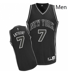 Mens Adidas New York Knicks 7 Carmelo Anthony Authentic Black Shadow NBA Jersey