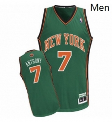 Mens Adidas New York Knicks 7 Carmelo Anthony Authentic Green NBA Jersey