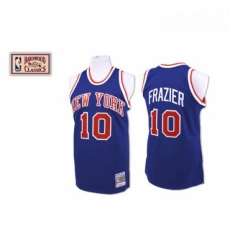 Mens Mitchell and Ness New York Knicks 10 Walt Frazier Authentic Royal Blue Throwback NBA Jersey