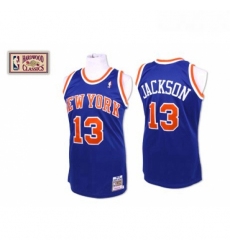 Mens Mitchell and Ness New York Knicks 13 Mark Jackson Authentic Royal Blue Throwback NBA Jersey