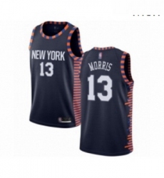 Mens New York Knicks 13 Marcus Morris Authentic Navy Blue Basketball Jersey 2018 19 City Edition 