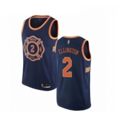 Mens New York Knicks 2 Wayne Ellington Authentic Navy Blue Basketball Jersey City Edition 