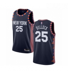 Mens New York Knicks 25 Reggie Bullock Authentic Navy Blue Basketball Jersey 2018 19 City Edition 