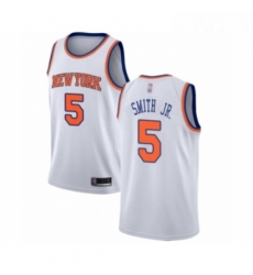 Mens New York Knicks 5 Dennis Smith Jr Authentic White Basketball Jersey Association Edition 