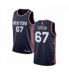 Mens New York Knicks 67 Taj Gibson Authentic Navy Blue Basketball Jersey 2018 19 City Edition 