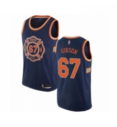 Mens New York Knicks 67 Taj Gibson Authentic Navy Blue Basketball Jersey City Edition 