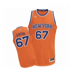 Mens New York Knicks 67 Taj Gibson Authentic Orange Alternate Basketball Jersey 