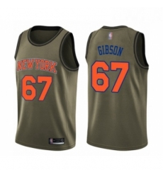 Mens New York Knicks 67 Taj Gibson Swingman Green Salute to Service Basketball Jersey 