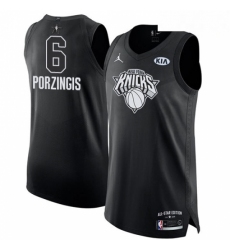 Mens Nike Jordan New York Knicks 6 Kristaps Porzingis Authentic Black 2018 All Star Game NBA Jersey 