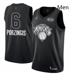 Mens Nike Jordan New York Knicks 6 Kristaps Porzingis Swingman Black 2018 All Star Game NBA Jersey 