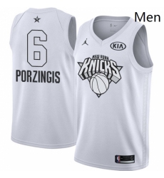 Mens Nike Jordan New York Knicks 6 Kristaps Porzingis Swingman White 2018 All Star Game NBA Jersey 