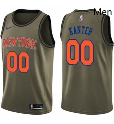 Mens Nike New York Knicks 00 Enes Kanter Swingman Green Salute to Service NBA Jersey 