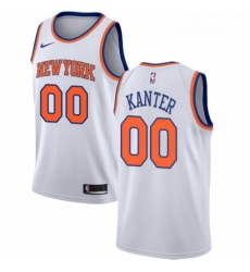 Mens Nike New York Knicks 00 Enes Kanter Swingman White NBA Jersey Association Edition 