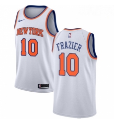 Mens Nike New York Knicks 10 Walt Frazier Authentic White NBA Jersey Association Edition