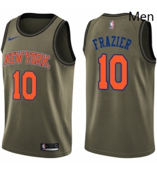 Mens Nike New York Knicks 10 Walt Frazier Swingman Green Salute to Service NBA Jersey