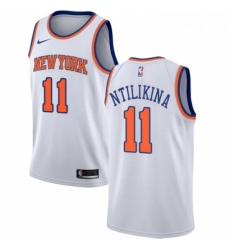 Mens Nike New York Knicks 11 Frank Ntilikina Swingman White NBA Jersey Association Edition 
