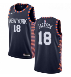 Mens Nike New York Knicks 18 Phil Jackson Swingman Navy Blue NBA Jersey 2018 19 City Edition