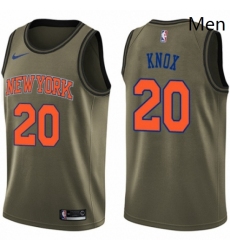 Mens Nike New York Knicks 20 Kevin Knox Swingman Green Salute to Service NBA Jersey 