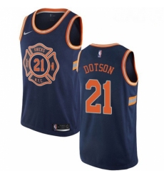 Mens Nike New York Knicks 21 Damyean Dotson Swingman Navy Blue NBA Jersey City Edition 