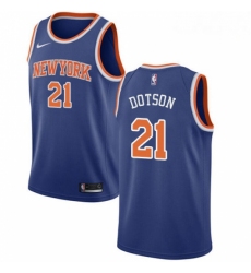 Mens Nike New York Knicks 21 Damyean Dotson Swingman Royal Blue NBA Jersey Icon Edition 