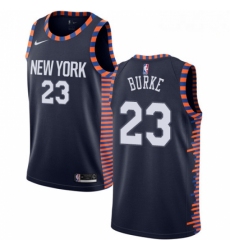 Mens Nike New York Knicks 23 Trey Burke Swingman Navy Blue NBA Jersey 2018 19 City Edition 