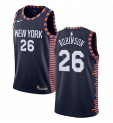 Mens Nike New York Knicks 26 Mitchell Robinson Swingman Navy Blue NBA Jersey 2018 19 City Edition 