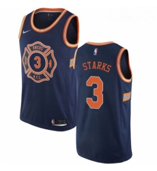 Mens Nike New York Knicks 3 John Starks Authentic Navy Blue NBA Jersey City Edition