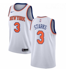 Mens Nike New York Knicks 3 John Starks Authentic White NBA Jersey Association Edition